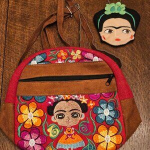 Frida Kahlo Mini Backpack 8.5" x 9" and Keychain